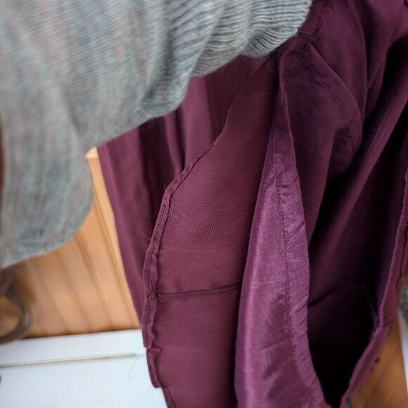 Nostalgia Burgundy Crimson Sheer Sleeve Empire Waist 90s Dress Size Small - Picture 8 of 9